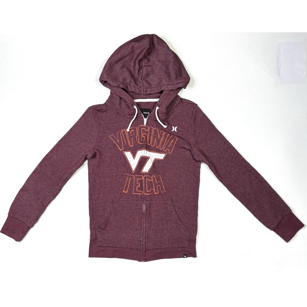 Hurley Virginia Tech Hoodie Adult Small Full Zip Maroon Jacket Long Sleeve VT